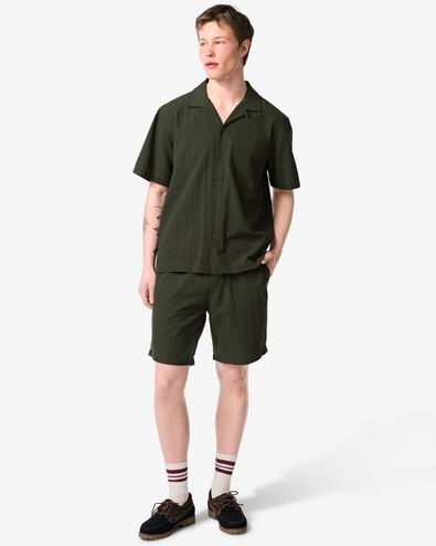 short homme Sem regular fit seersucker vert fonc&eacute; vert fonc&eacute; - 2132330DARKGREEN - HEMA