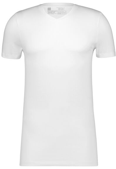 2er-Pack Herren-T-Shirts, Regular Fit, V-Ausschnitt, extralang weiß L - 34277085 - HEMA