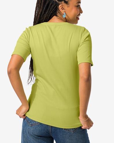 dames t-shirt Clara rib lichtgroen S - 36257251 - HEMA