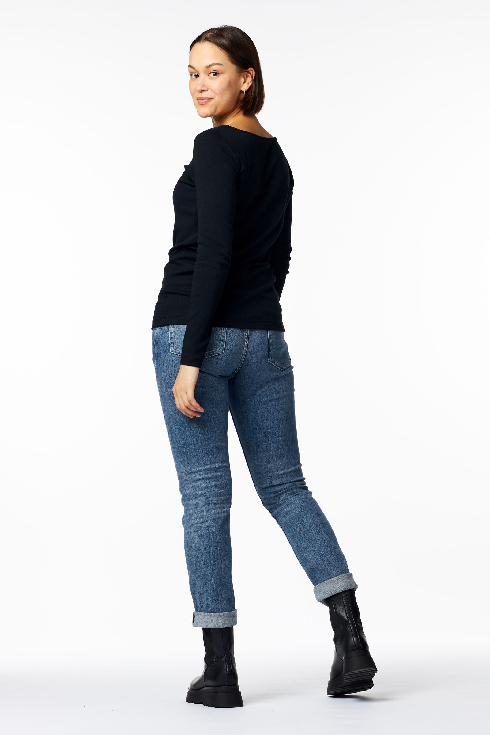 Damen-Shirt, U-Boot-Ausschnitt schwarz - HEMA