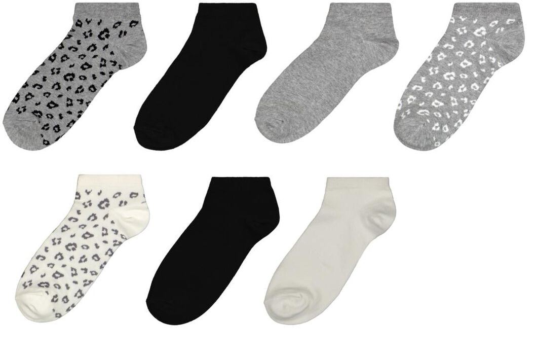 7 pairs women's ankle socks grey melange - 1000027005 - hema