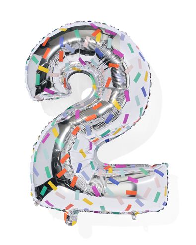 ballon alu chiffre 2 confetti XL argenté 2 - 14250029 - HEMA