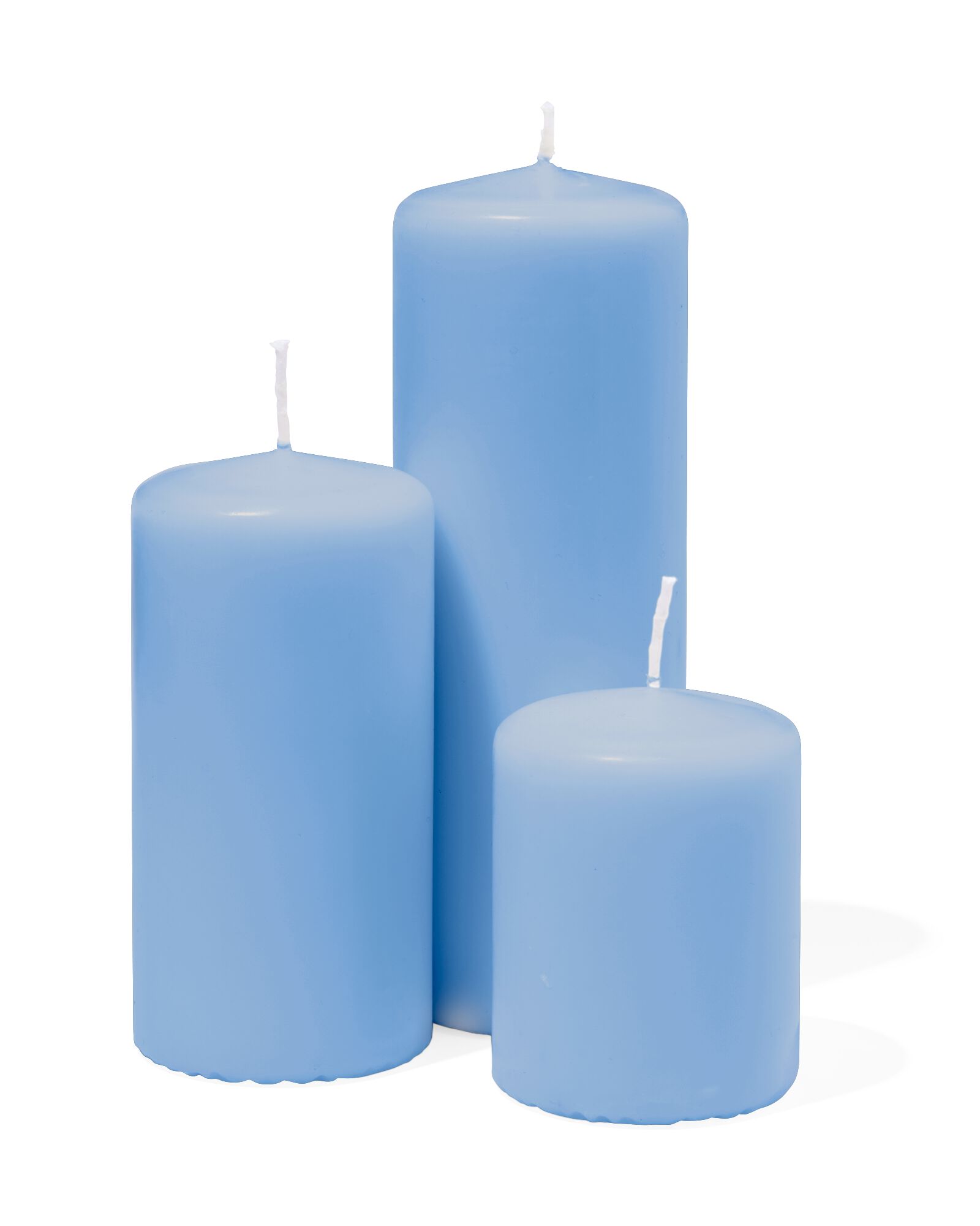 bougie cylindrique ⌀ 7 x 9 cm lisse bleu clair - 13509065 - HEMA