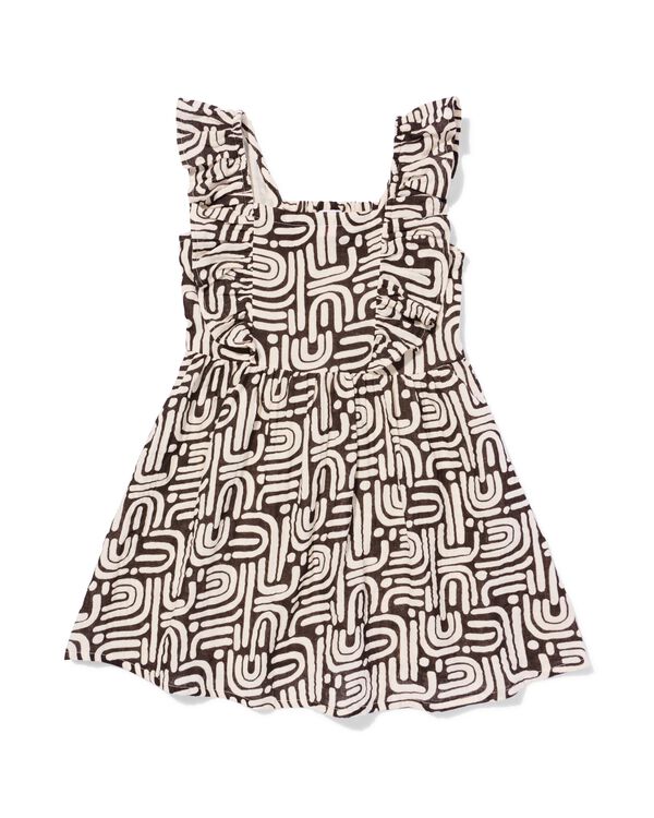 kinderjurk A-lijn mousseline abstract donkerbruin donkerbruin - 30848505DARKBROWN - HEMA