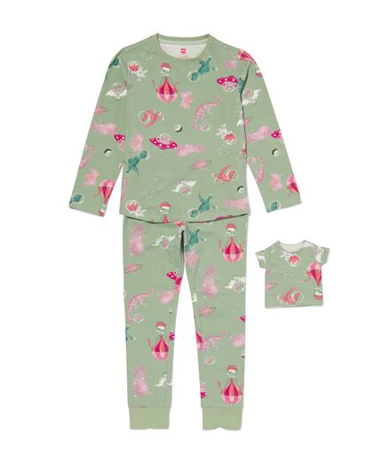 pyjama enfant dinosaure avec t-shirt de nuit pour poupée vert clair vert clair - 23070680LIGHTGREEN - HEMA
