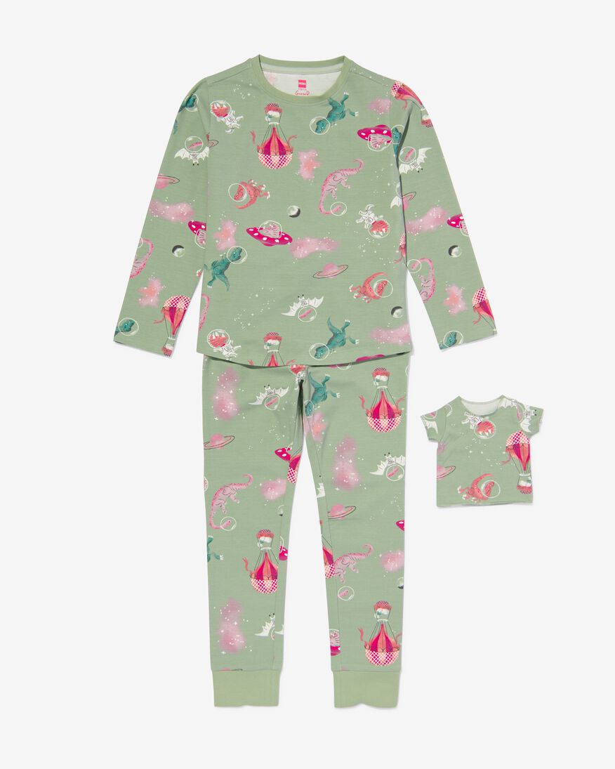 pyjama enfant dinosaure avec t-shirt de nuit pour poupée vert clair vert clair - 23070680LIGHTGREEN - HEMA