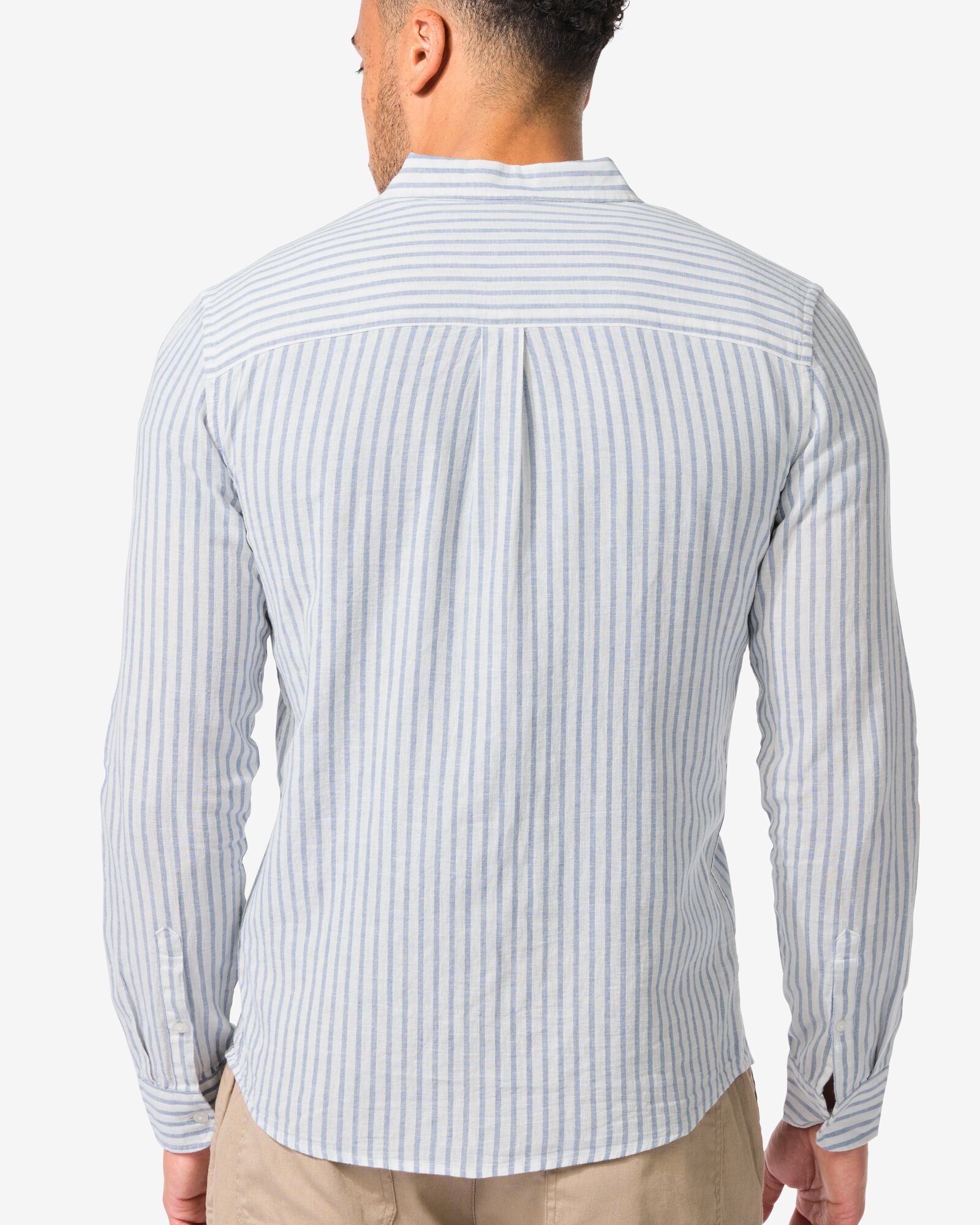 Herrenhemd, gestreift mittelblau - 2140180MIDBLUE - HEMA