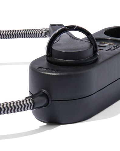 bloc multiprise 2 prises avec USB 1,5m noir - 81010015 - HEMA