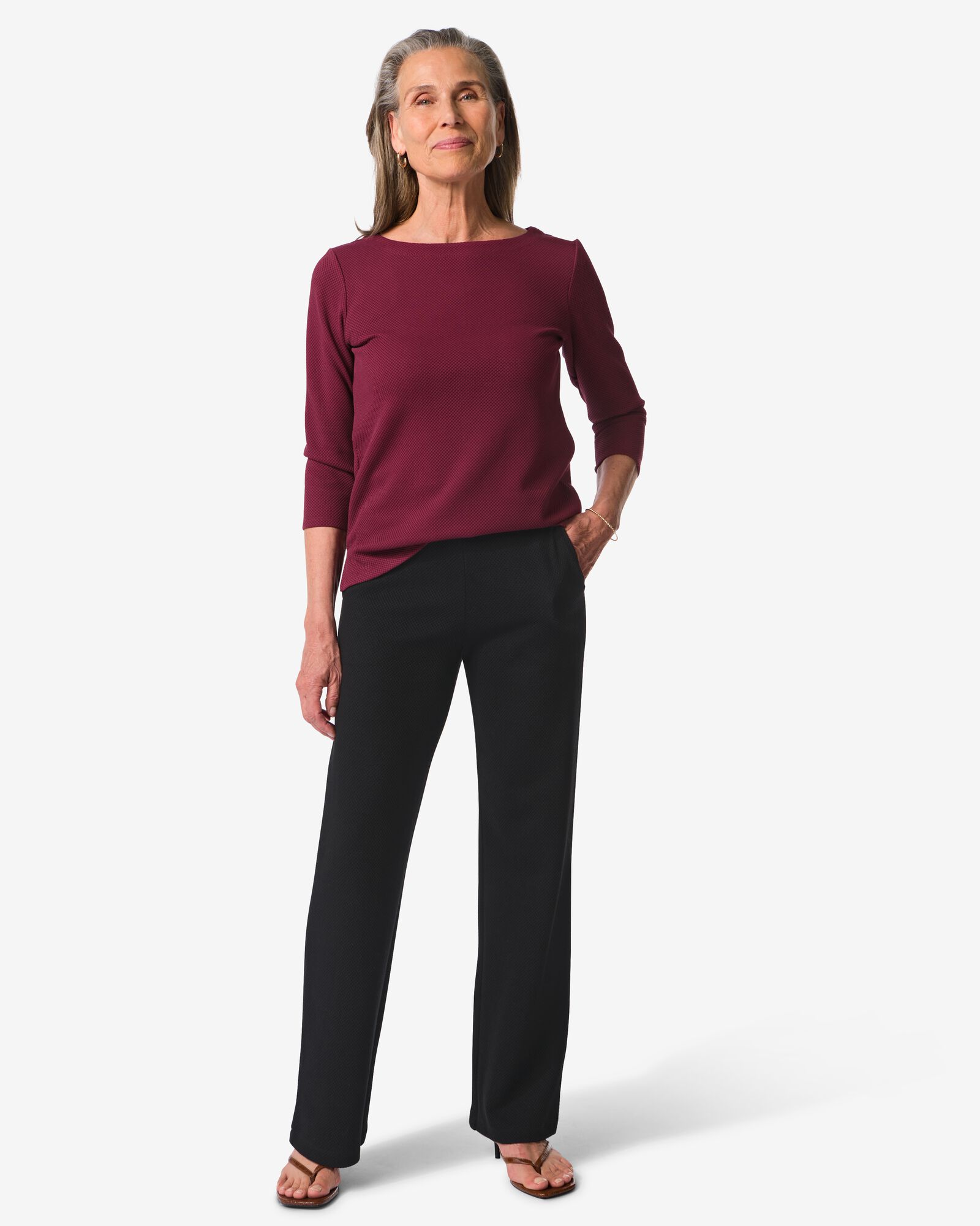 pantalon structur&eacute; Kacey femme noir - 36288055BLACK - HEMA