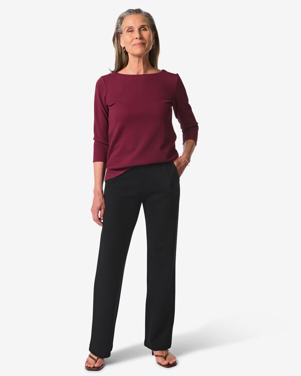 damesbroek Kacey met structuur zwart - 36288055BLACK - HEMA