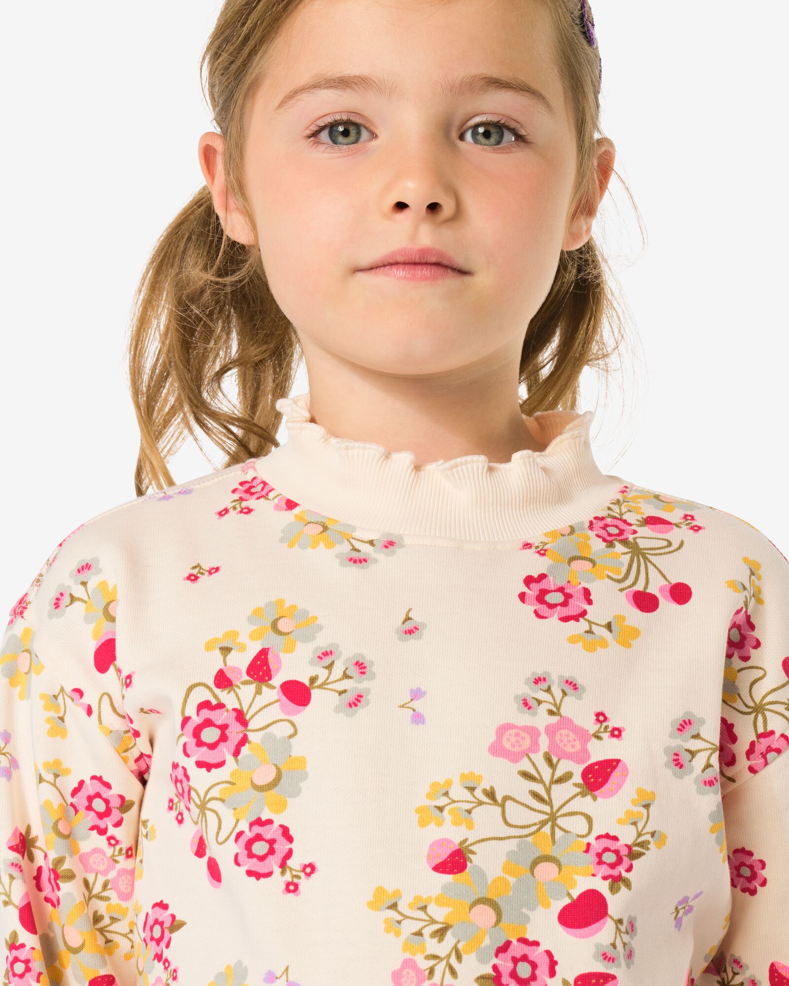 kindertrui sweatstof bloemen  ecru ecru - 30842332ECRU - HEMA