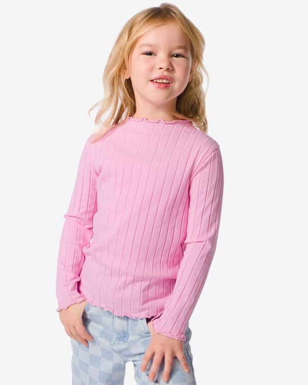 Kinder-T-Shirt, gerippt hellrosa hellrosa - 30832008LIGHTPINK - HEMA