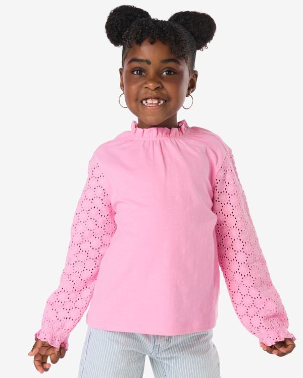 kindertop broderie roze roze - 30823448PINK - HEMA