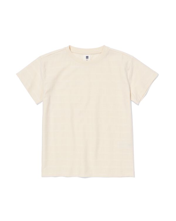 kinder T-shirt jacquard strepen ecru ecru - 30713103ECRU - HEMA