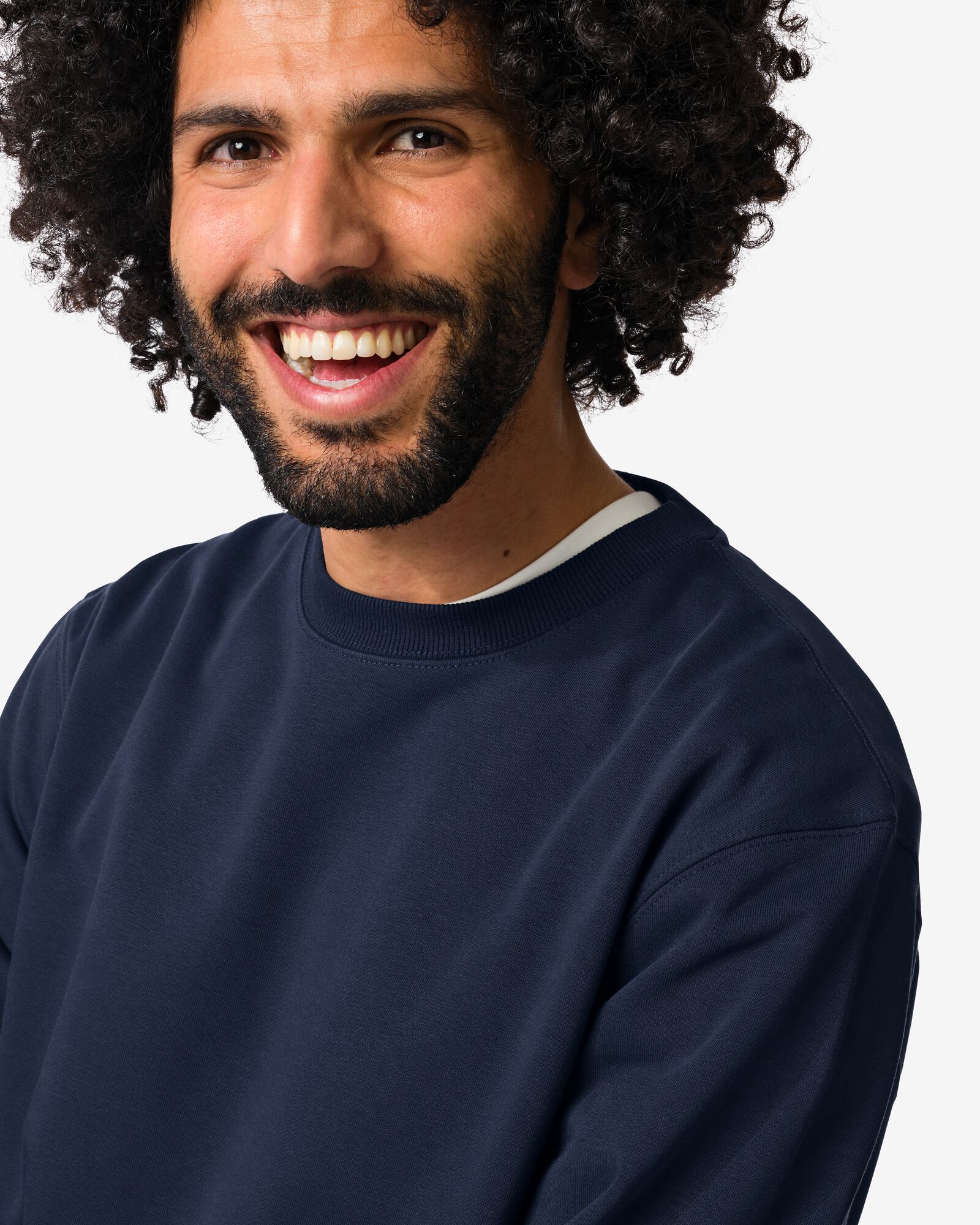 pull homme Daryl coupe classique molleton bleu fonc&eacute; bleu fonc&eacute; - 2148130DARKBLUE - HEMA