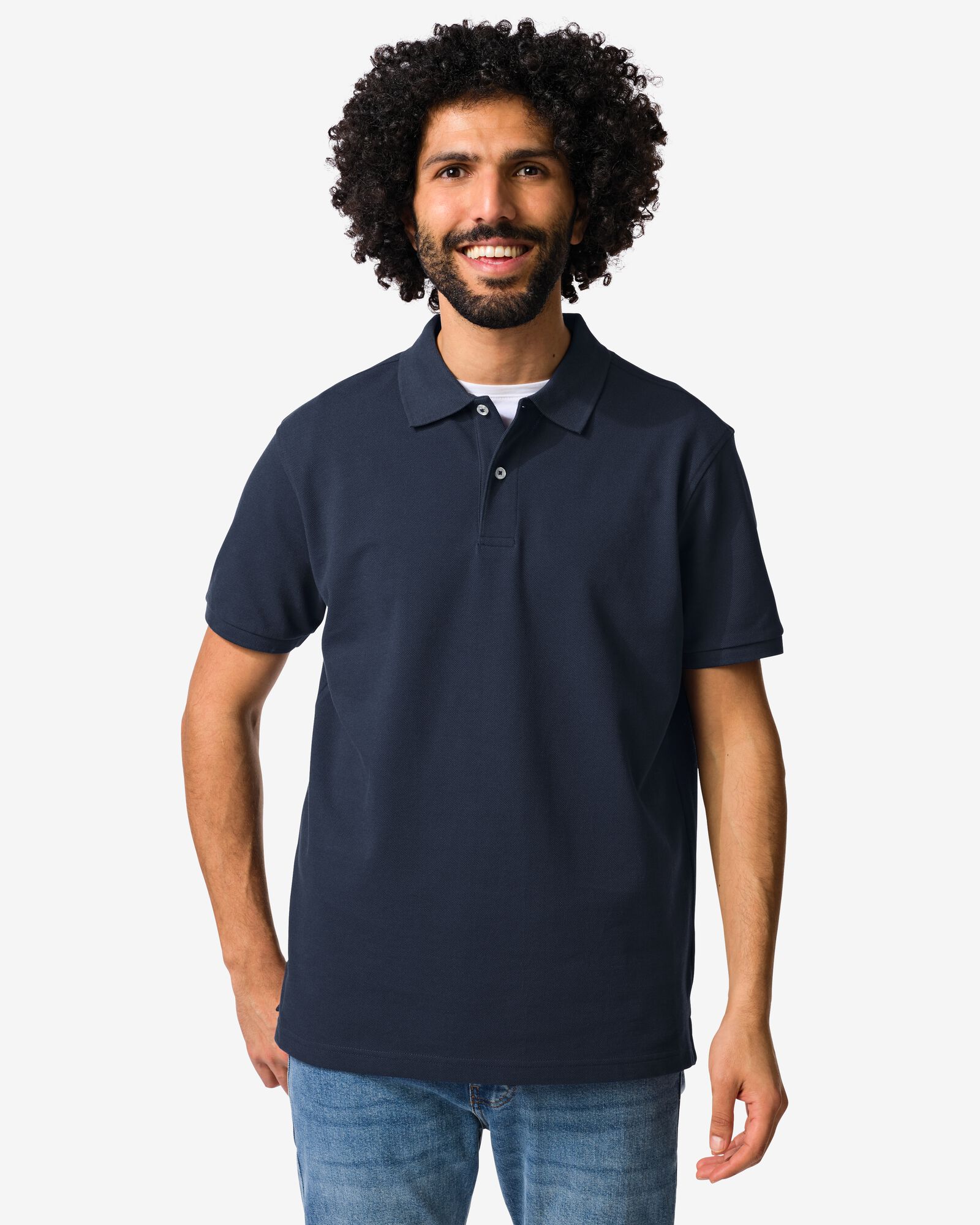 herenpolo donkerblauw donkerblauw - 2140340DARKBLUE - HEMA