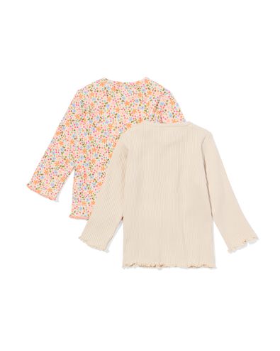 baby T-shirts rib bloemen - 2 stuks ecru ecru - 33059970ECRU - HEMA