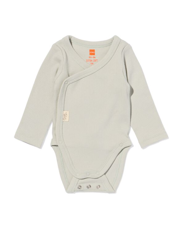 newborn meegroei overslag body rib lichtgroen lichtgroen - 33438220LIGHTGREEN - HEMA