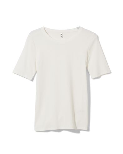 Damen-Shirt Clara, Feinripp weiß XL - 36259254 - HEMA
