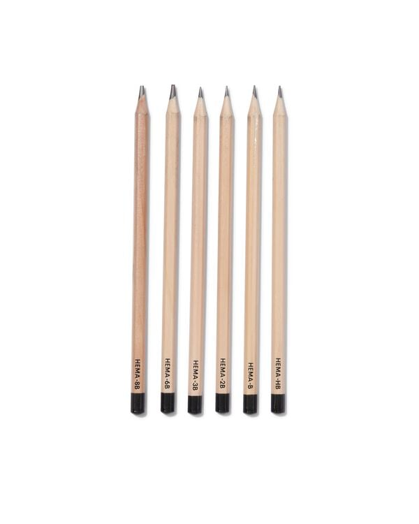 6er-Pack Zeichenbleistifte, HB-B-2B-3B-6B-8B - 60720063 - HEMA