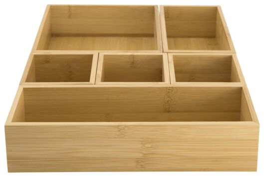 Schubladen-Organizer, 32,5 x 25 x 5,5 cm, sechsteilig, Bambus - 80340008 - HEMA