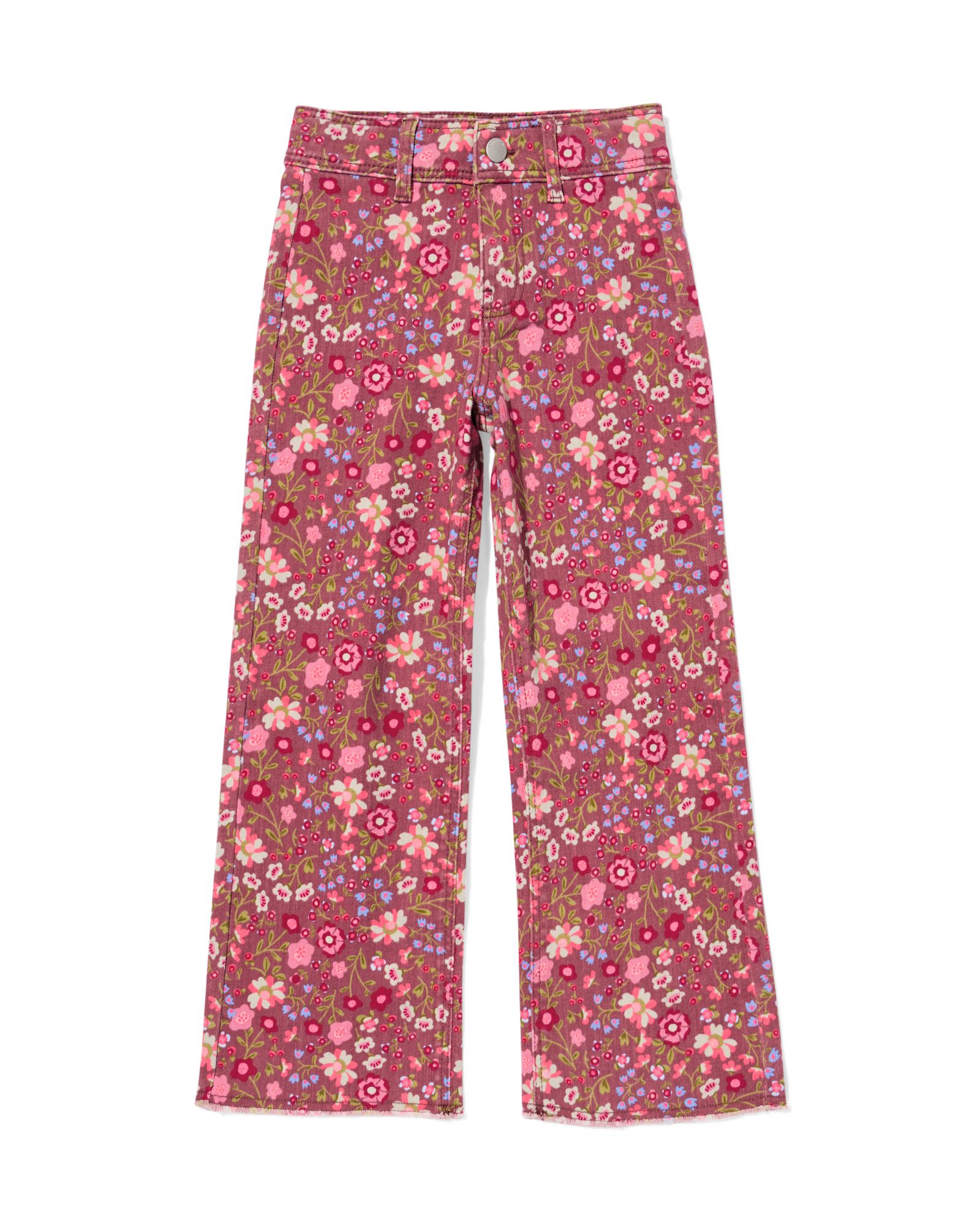 kinderjeans wijd bloemen lichtbruin lichtbruin - 30838402LIGHTBROWN - HEMA