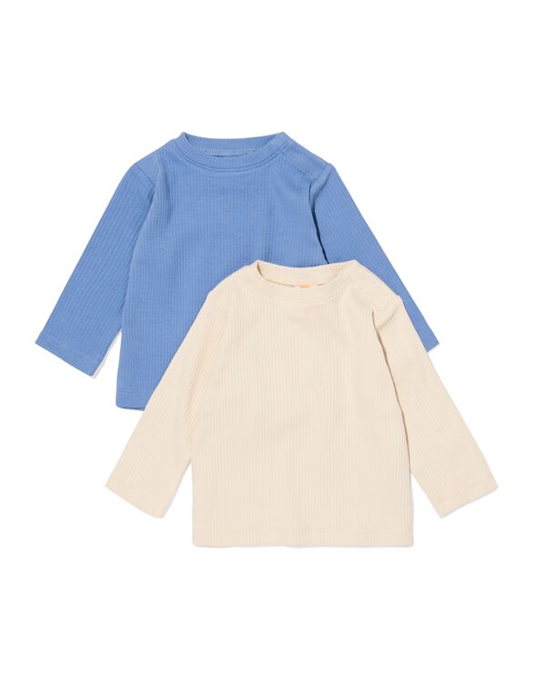 baby T-shirt rib jersey - 2 stuks blauw blauw - 33178970BLUE - HEMA