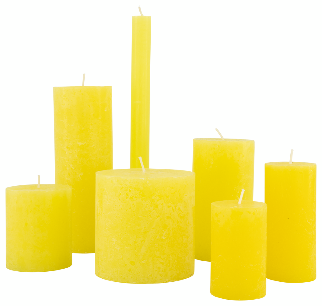 bougies rustiques jaune jaune - 1000020026 - HEMA