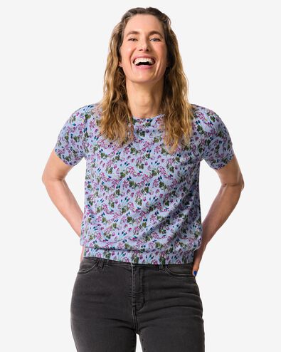 pull femme Fally maille fine fleurs bleu clair bleu clair - 36303460LIGHTBLUE - HEMA