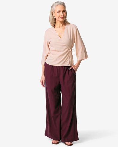 pantalon femme Dawn coupe large bordeaux bordeaux - 36211460BURGUNDYRED - HEMA