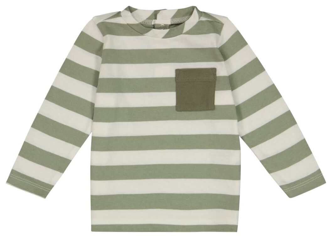 t-shirt bébé à rayures vert vert - 1000028202 - HEMA
