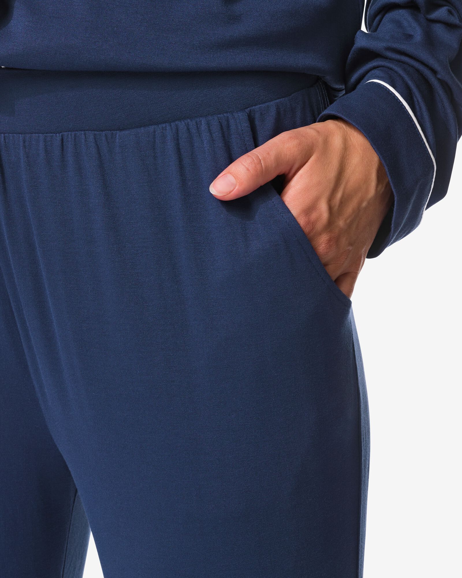 damespyjama donkerblauw donkerblauw - 23418250DARKBLUE - HEMA