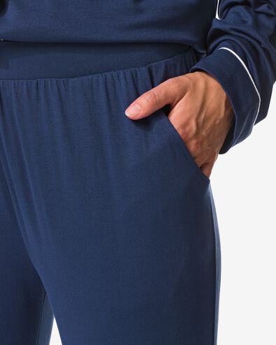 damespyjama donkerblauw donkerblauw - 23418250DARKBLUE - HEMA