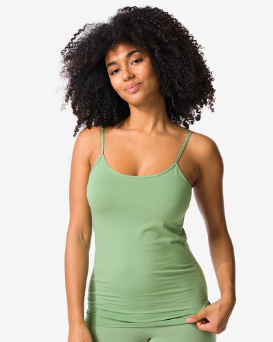 d&eacute;bardeur femme coton bretelles spaghetti  vert vert - 19602581GREEN - HEMA