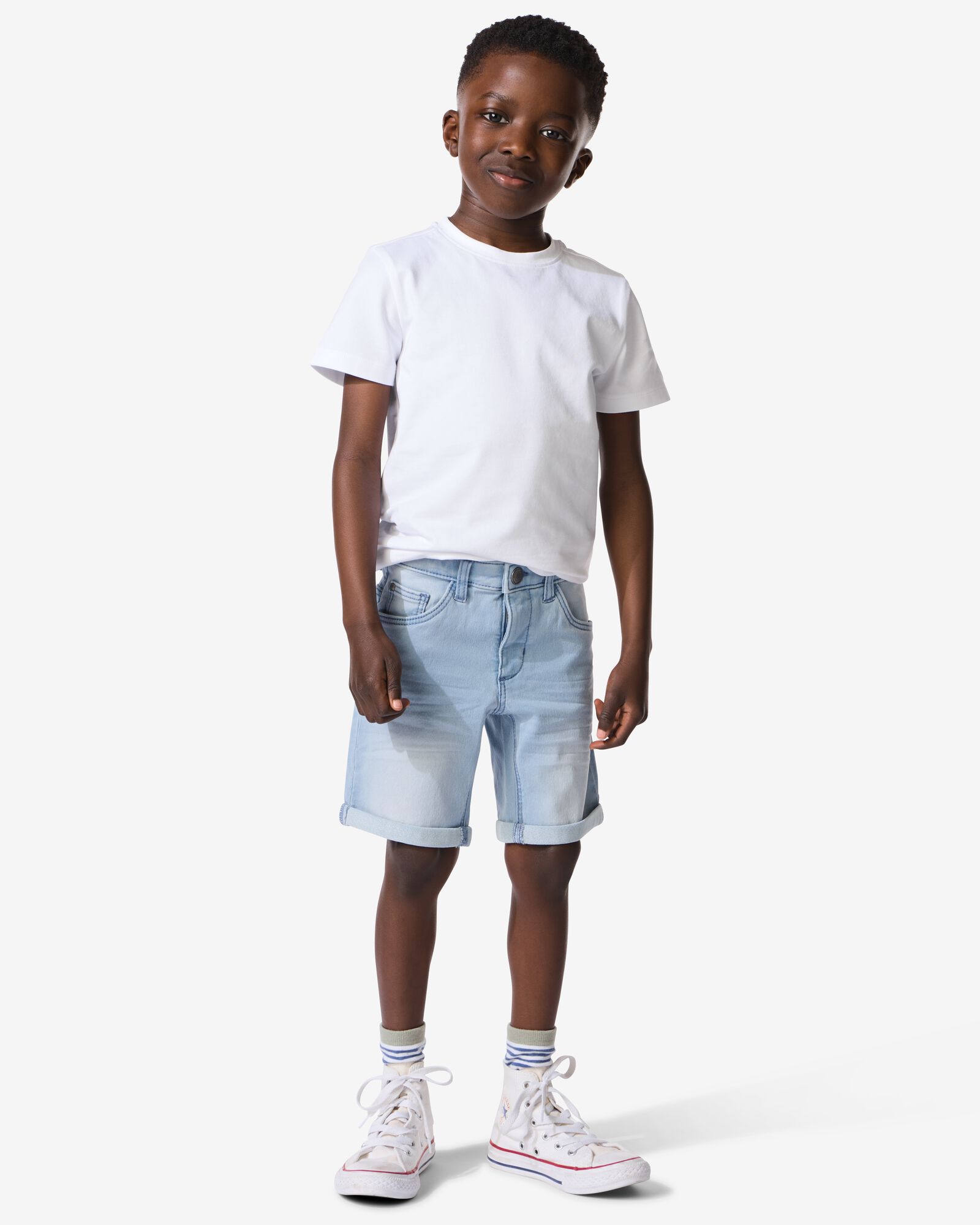 kindershort jogdenim lichtblauw lichtblauw - 1000023199 - HEMA