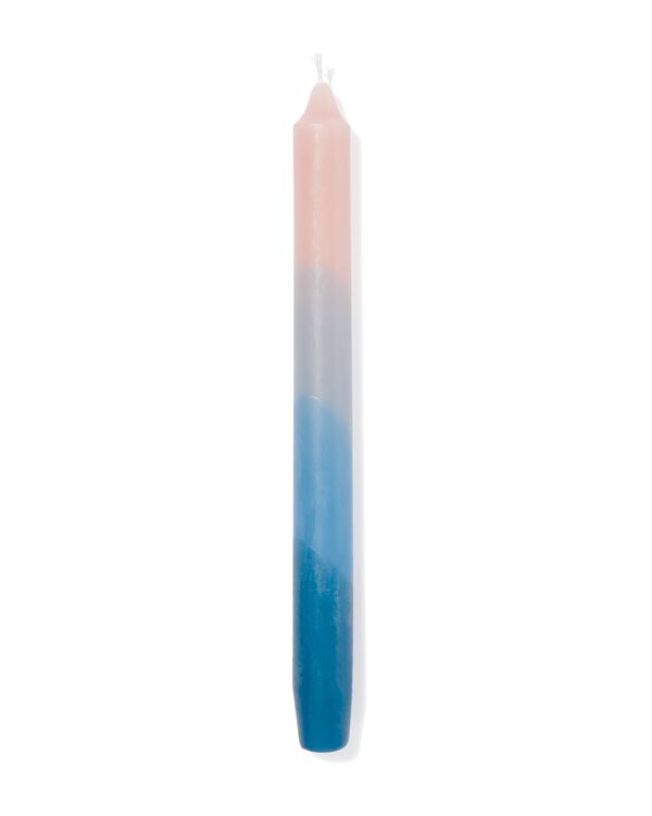 Haushaltskerze, Batikmuster, Ø 2.3 x 25 cm, rosa/blau - 13506053 - HEMA