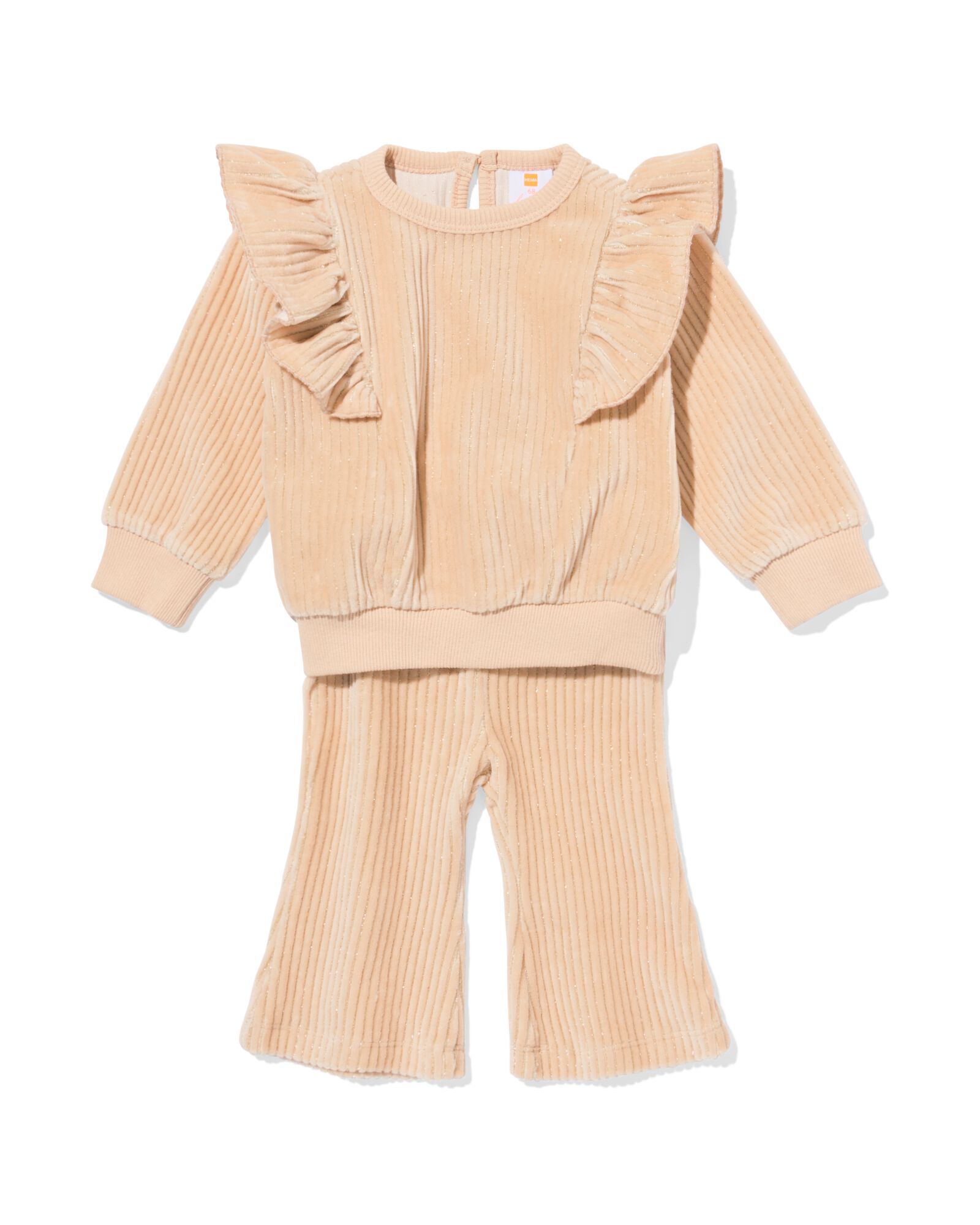 Baby-Bekleidungsset, Rippvelours mit Glitzer hellbraun - 33050770LIGHTBROWN - HEMA