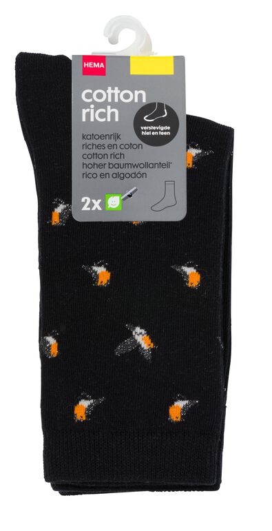 2 Paar Damen-Socken mit Baumwolle und Glitter schwarz 35/38 - 4260306 - HEMA