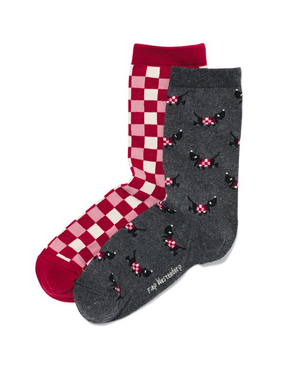 2 paires de chaussettes femme avec coton Takkie gris chiné gris chiné - 4270430GREYMELANGE - HEMA