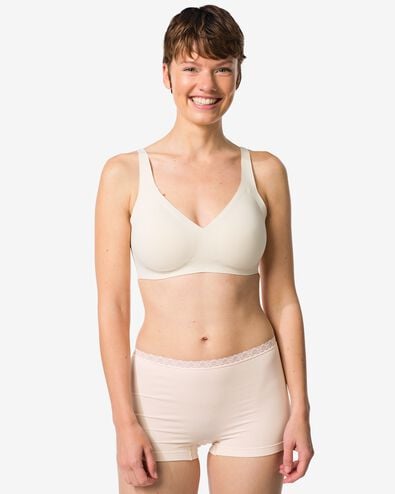 damesboxer naadloos micro met kant naturel naturel - 19603066NATURAL - HEMA