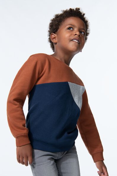 kinder sweater met kleurblokken dunkelblau - 1000029111 - HEMA