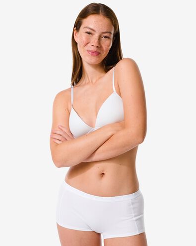 shortie haut à côtes en coton stretch pour femme blanc blanc - 21920025WHITE - HEMA