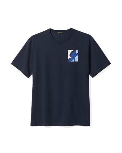heren t-shirt met rug opdruk donkerblauw L - 2115826 - HEMA