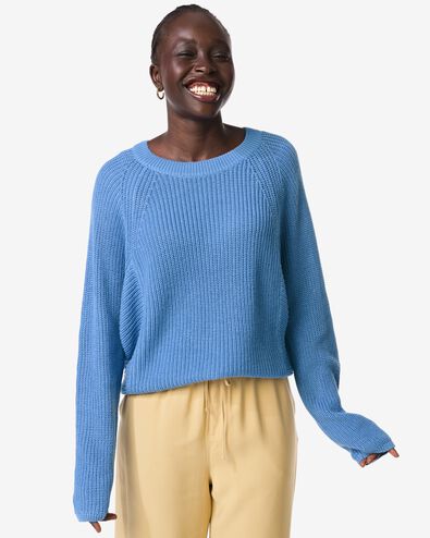pull femme Olena maille fine bleu bleu - 36207020BLUE - HEMA