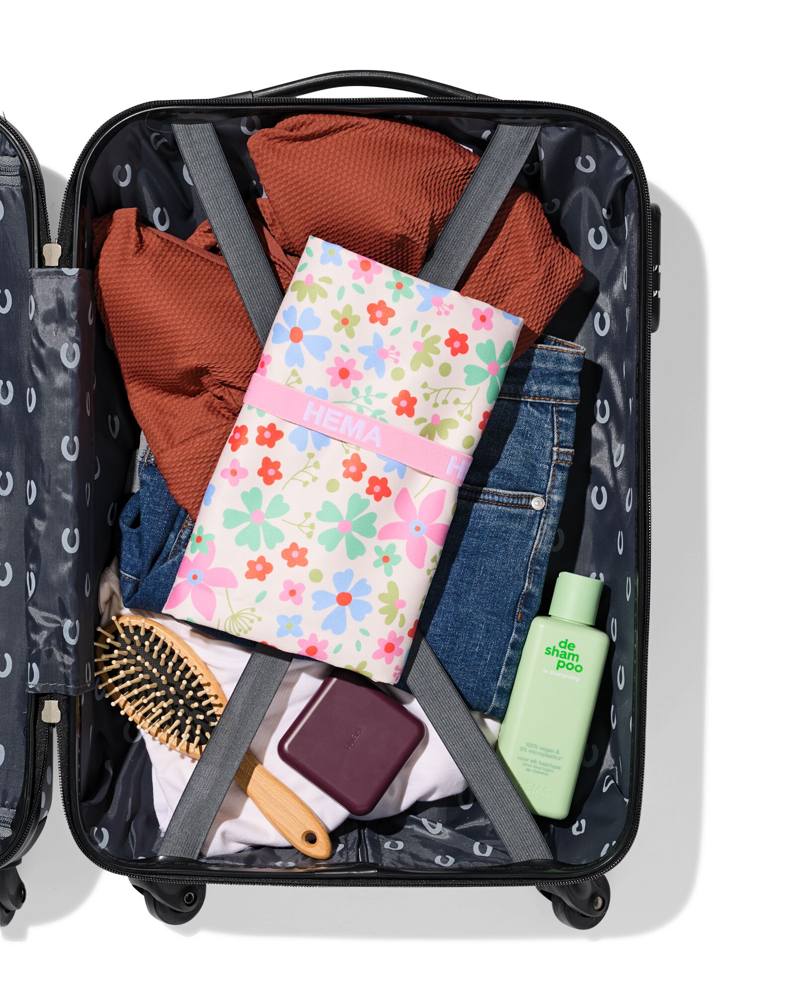 serviette de plage 110x75cm microfibre fleurs - 5200259 - HEMA