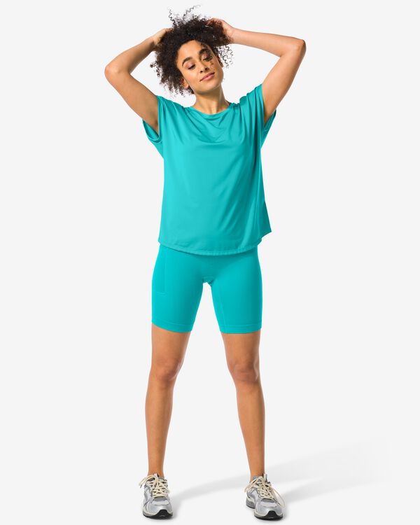 legging de sport femme court sans coutures turquoise turquoise - 36030337TURQUOISE - HEMA