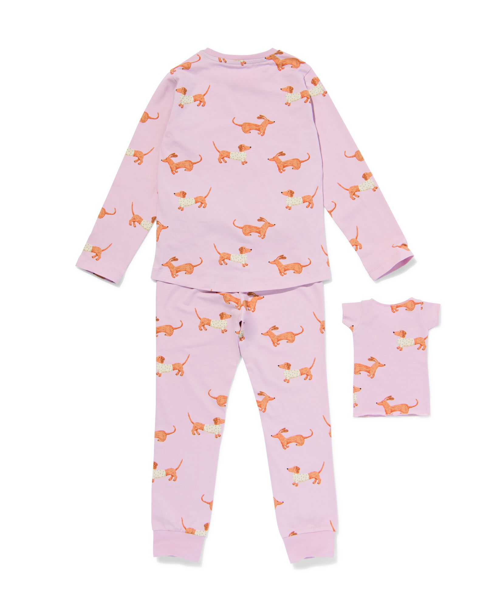 pyjama en coton extensible avec chiens et pyjama pour doudous pour enfant lilas - 23050040LILAC - HEMA