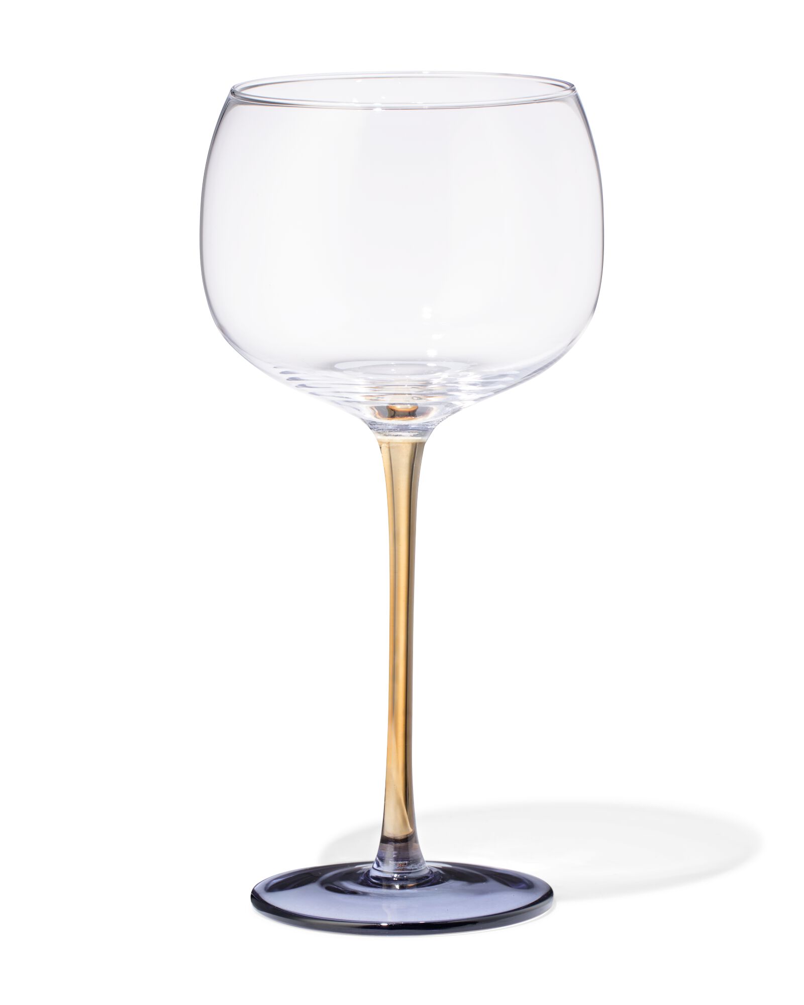 verre &agrave; vin 380ml verre jaune avec bleu - 9401175 - HEMA