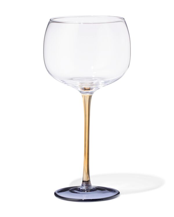 verre &agrave; vin 380ml verre jaune avec bleu - 9401175 - HEMA