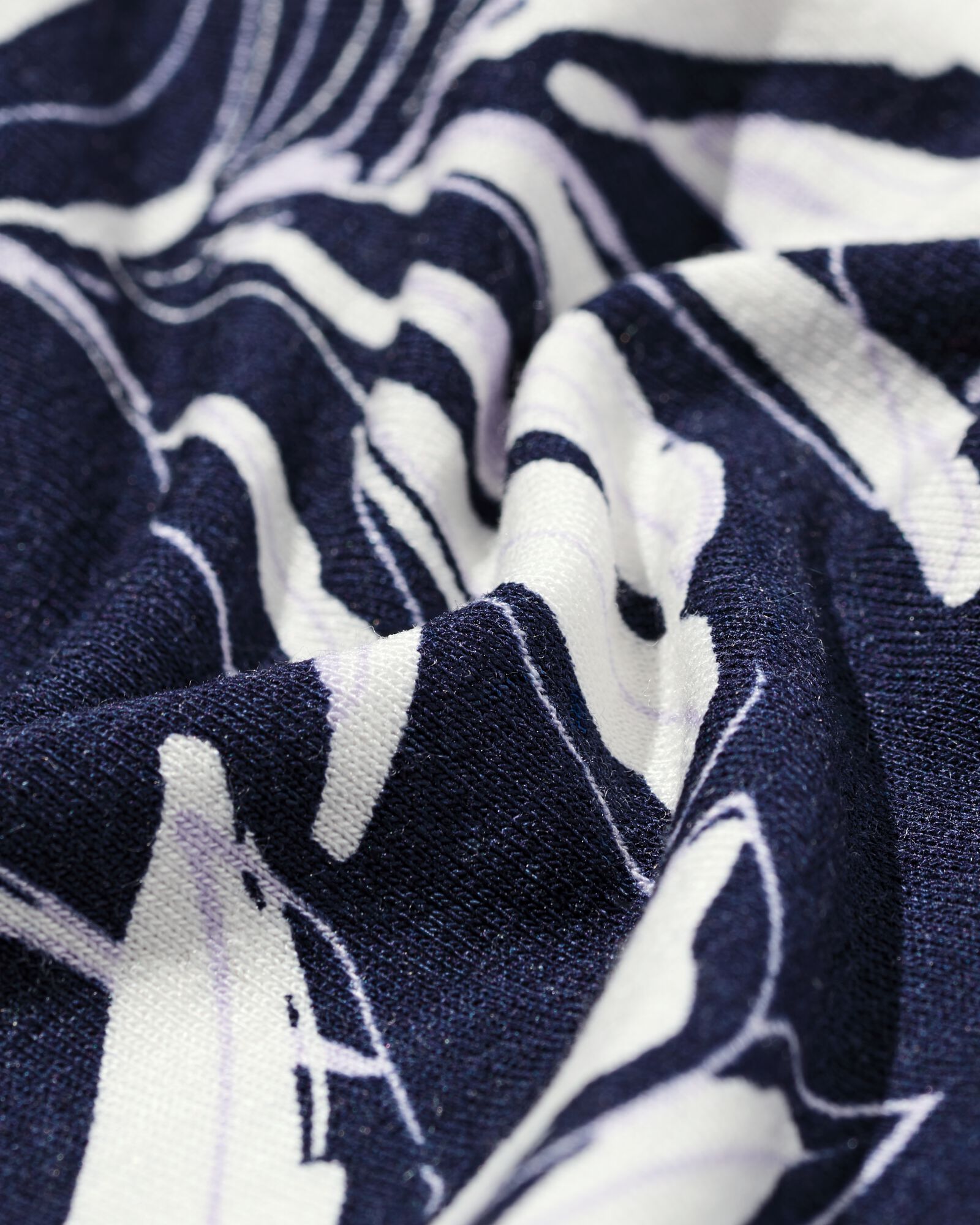 Damenhose Mila, Wide Fit, Jersey, Bl&auml;tter dunkelblau dunkelblau - 36203530DARKBLUE - HEMA